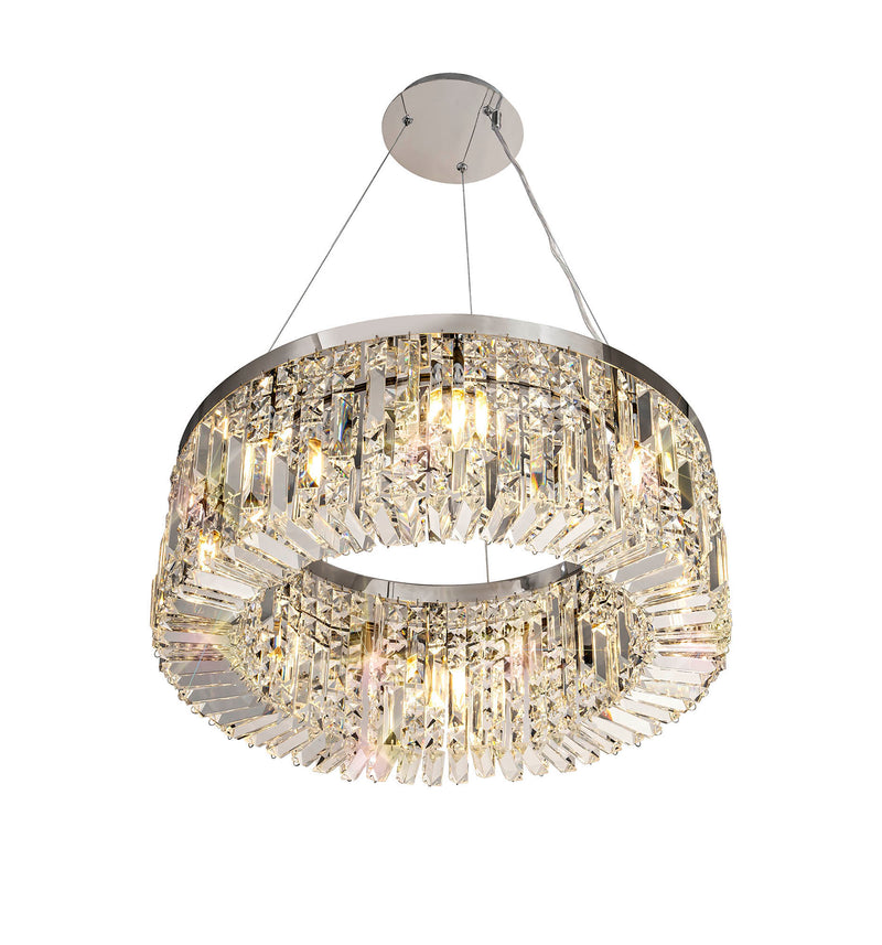 Load image into Gallery viewer, C-Lighting Vesta 60cm Round Pendant Chandelier, 8 Light E14, Polished Chrome/Crystal - 29239
