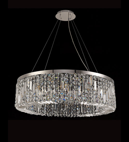 C-Lighting Vesta 80cm Round Pendant Chandelier, 12 Light E14, Polished Chrome/Crystal Item Weight: 16.8kg - 29240