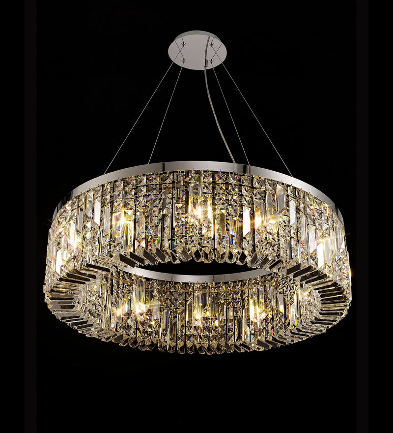 Load image into Gallery viewer, C-Lighting Vesta 80cm Round Pendant Chandelier, 12 Light E14, Polished Chrome/Crystal Item Weight: 16.8kg - 29240
