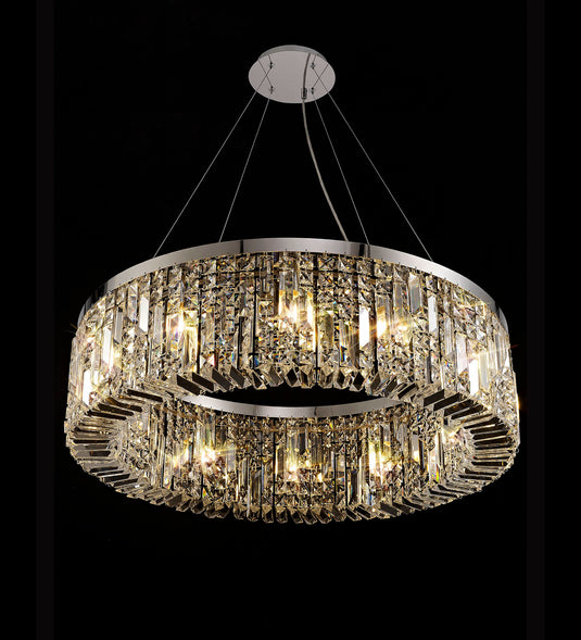C-Lighting Vesta 80cm Round Pendant Chandelier, 12 Light E14, Polished Chrome/Crystal Item Weight: 16.8kg - 29240