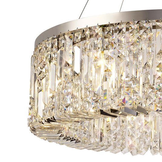 C-Lighting Vesta 80cm Round Pendant Chandelier, 12 Light E14, Polished Chrome/Crystal Item Weight: 16.8kg - 29240