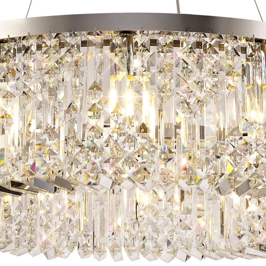 C-Lighting Vesta 80cm Round Pendant Chandelier, 12 Light E14, Polished Chrome/Crystal Item Weight: 16.8kg - 29240