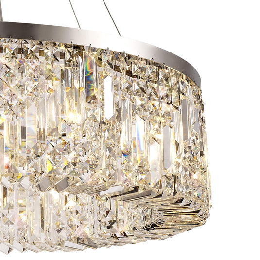 C-Lighting Vesta 80cm Round Pendant Chandelier, 12 Light E14, Polished Chrome/Crystal Item Weight: 16.8kg - 29240