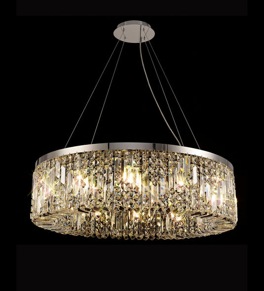 C-Lighting Vesta 80cm Round Pendant Chandelier, 12 Light E14, Polished Chrome/Crystal Item Weight: 16.8kg - 29240