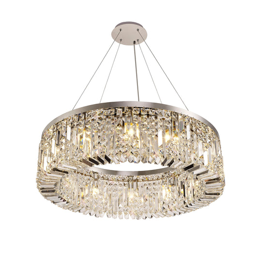 C-Lighting Vesta 80cm Round Pendant Chandelier, 12 Light E14, Polished Chrome/Crystal Item Weight: 16.8kg - 29240