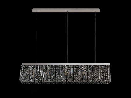 C-Lighting Vesta 102x9cm Linear Pendant Chandelier, 5 Light E14, Polished Chrome/Crystal - 29241