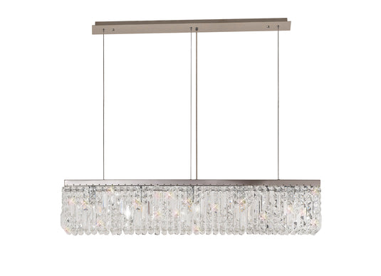 C-Lighting Vesta 102x9cm Linear Pendant Chandelier, 5 Light E14, Polished Chrome/Crystal - 29241