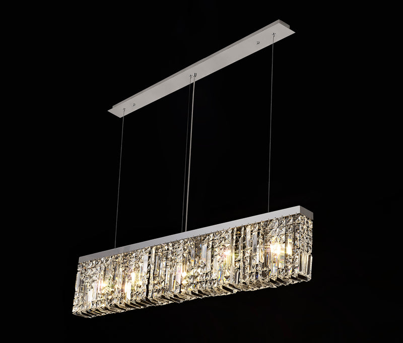 Load image into Gallery viewer, C-Lighting Vesta 102x9cm Linear Pendant Chandelier, 5 Light E14, Polished Chrome/Crystal - 29241
