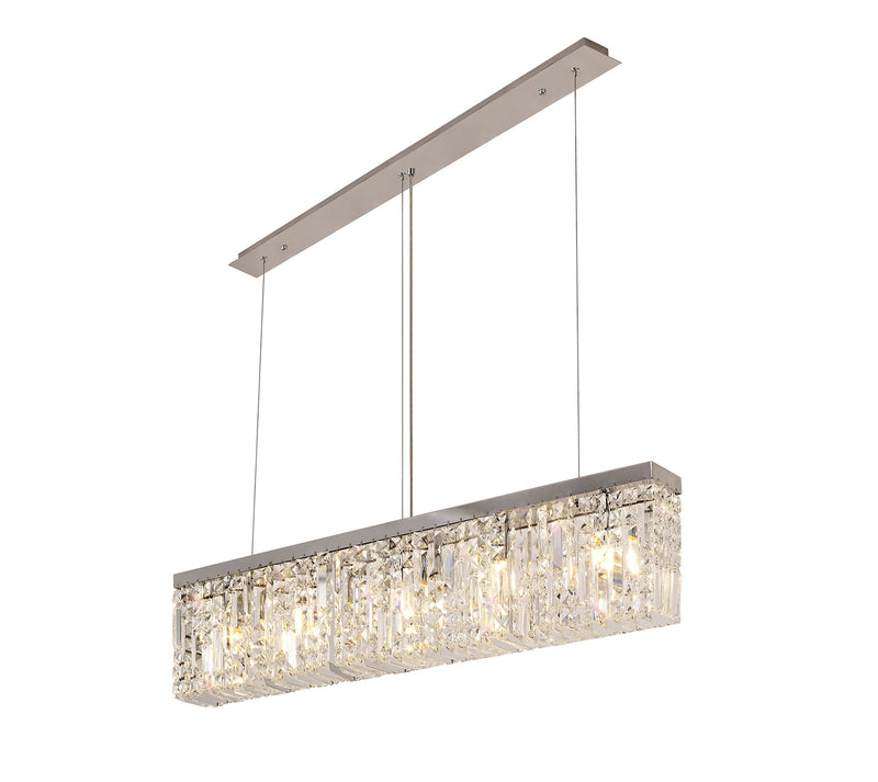 Load image into Gallery viewer, C-Lighting Vesta 102x9cm Linear Pendant Chandelier, 5 Light E14, Polished Chrome/Crystal - 29241
