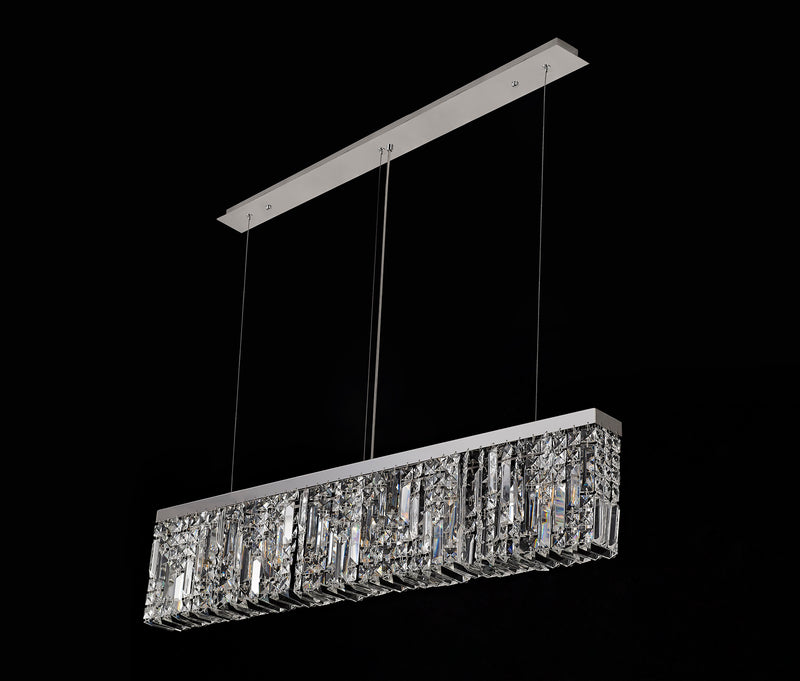 Load image into Gallery viewer, C-Lighting Vesta 102x9cm Linear Pendant Chandelier, 5 Light E14, Polished Chrome/Crystal - 29241
