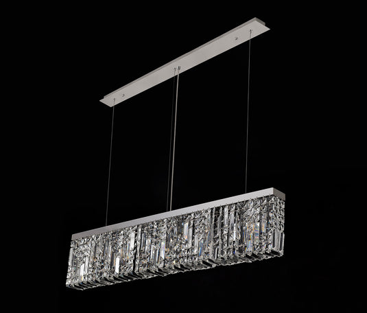 C-Lighting Vesta 102x9cm Linear Pendant Chandelier, 5 Light E14, Polished Chrome/Crystal - 29241