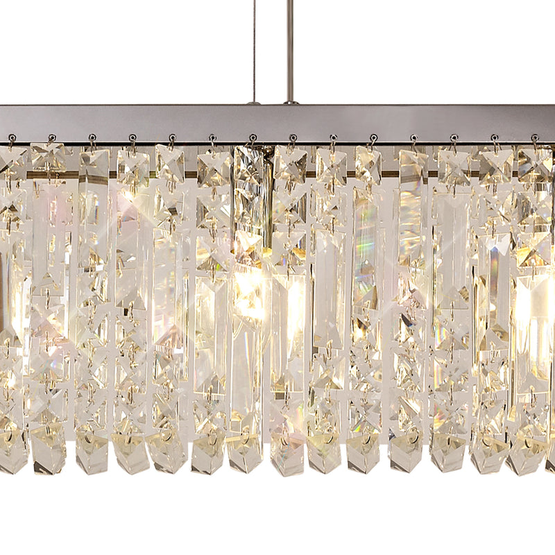 Load image into Gallery viewer, C-Lighting Vesta 102x9cm Linear Pendant Chandelier, 5 Light E14, Polished Chrome/Crystal - 29241
