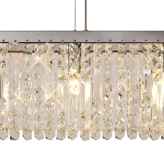 C-Lighting Vesta 102x9cm Linear Pendant Chandelier, 5 Light E14, Polished Chrome/Crystal - 29241