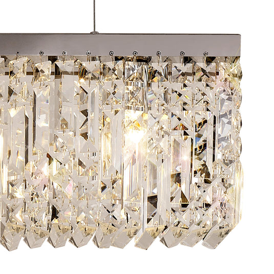 C-Lighting Vesta 102x9cm Linear Pendant Chandelier, 5 Light E14, Polished Chrome/Crystal - 29241