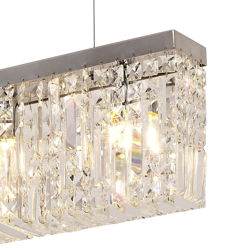 Load image into Gallery viewer, C-Lighting Vesta 102x9cm Linear Pendant Chandelier, 5 Light E14, Polished Chrome/Crystal - 29241
