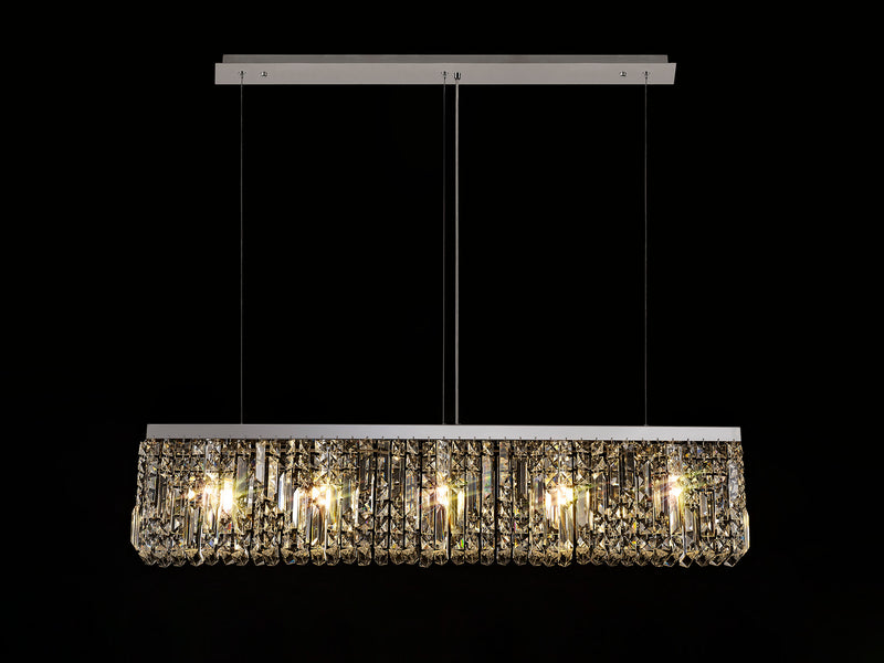 Load image into Gallery viewer, C-Lighting Vesta 102x9cm Linear Pendant Chandelier, 5 Light E14, Polished Chrome/Crystal - 29241
