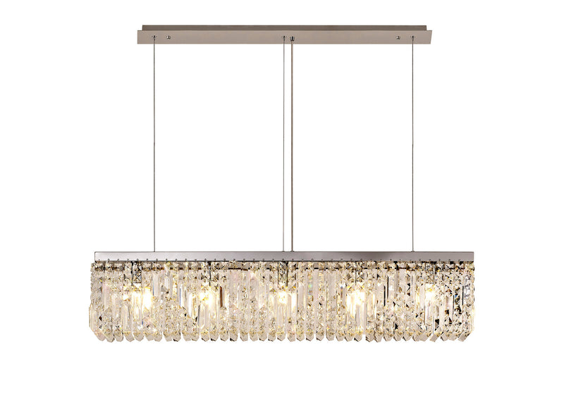 Load image into Gallery viewer, C-Lighting Vesta 102x9cm Linear Pendant Chandelier, 5 Light E14, Polished Chrome/Crystal - 29241
