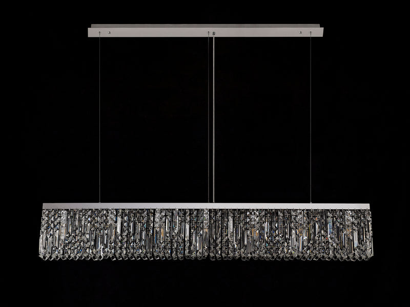 Load image into Gallery viewer, C-Lighting Vesta 138x9cm Linear Pendant Chandelier, 7 Light E14, Polished Chrome/Crystal - 29242
