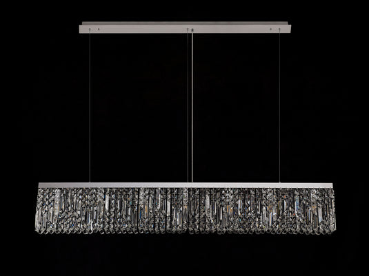 C-Lighting Vesta 138x9cm Linear Pendant Chandelier, 7 Light E14, Polished Chrome/Crystal - 29242