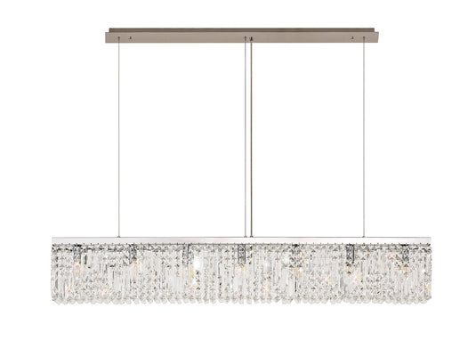 C-Lighting Vesta 138x9cm Linear Pendant Chandelier, 7 Light E14, Polished Chrome/Crystal - 29242