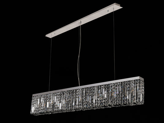 C-Lighting Vesta 138x9cm Linear Pendant Chandelier, 7 Light E14, Polished Chrome/Crystal - 29242