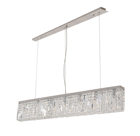 C-Lighting Vesta 138x9cm Linear Pendant Chandelier, 7 Light E14, Polished Chrome/Crystal - 29242