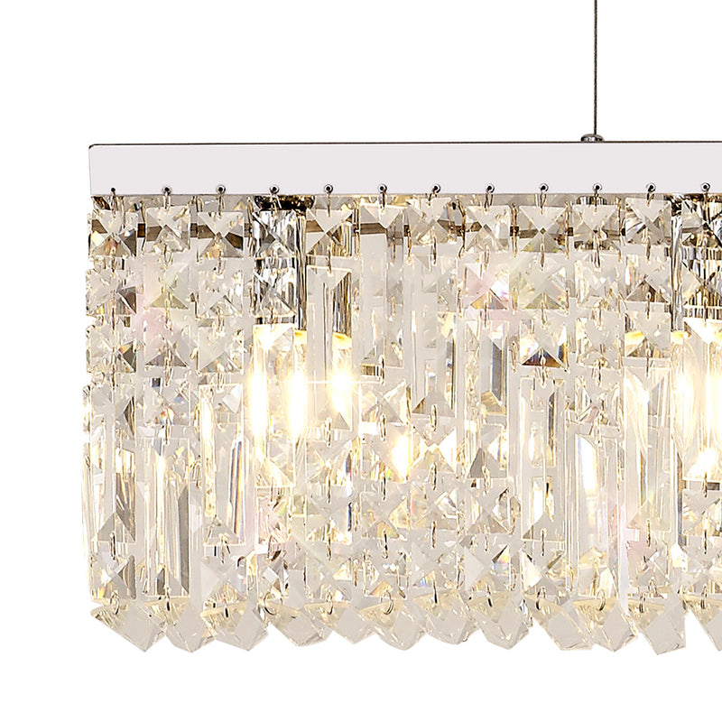 Load image into Gallery viewer, C-Lighting Vesta 138x9cm Linear Pendant Chandelier, 7 Light E14, Polished Chrome/Crystal - 29242
