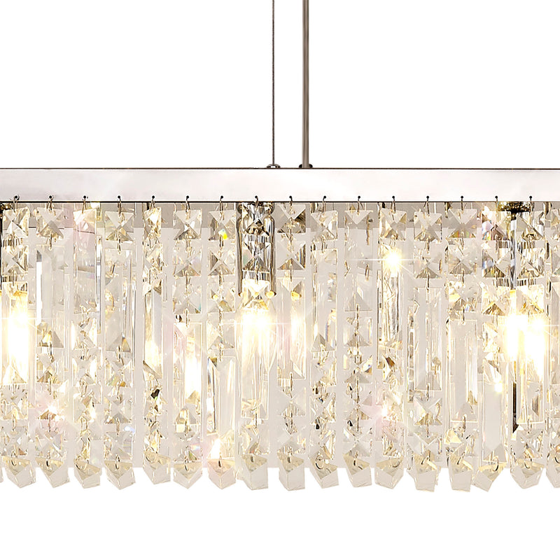 Load image into Gallery viewer, C-Lighting Vesta 138x9cm Linear Pendant Chandelier, 7 Light E14, Polished Chrome/Crystal - 29242
