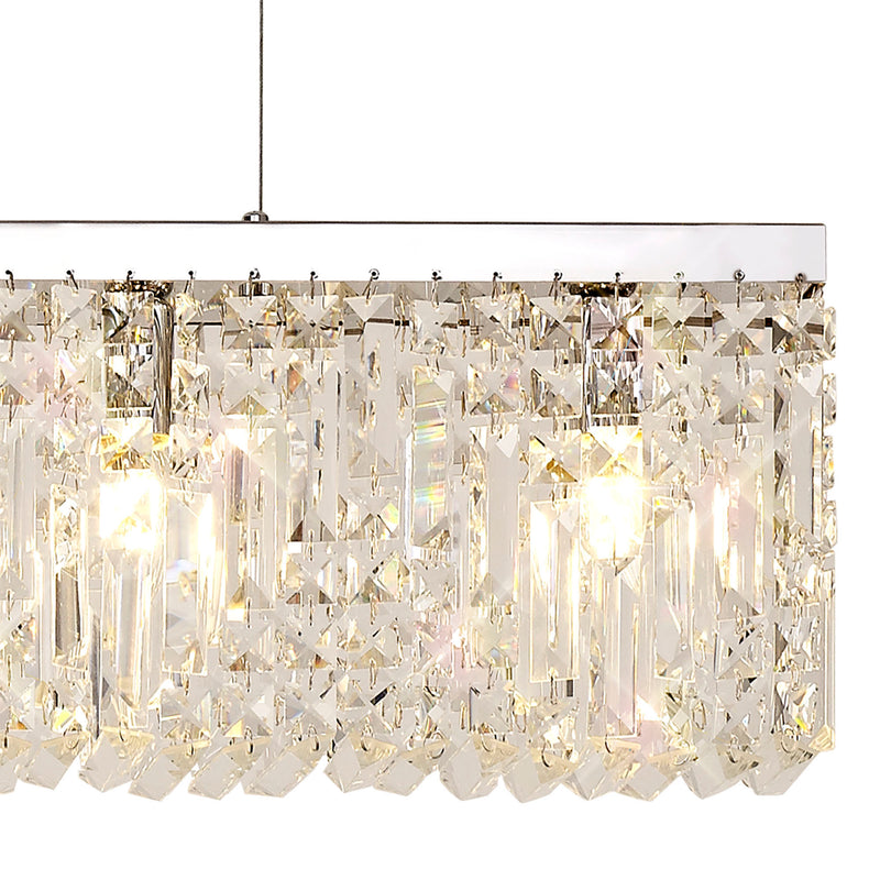 Load image into Gallery viewer, C-Lighting Vesta 138x9cm Linear Pendant Chandelier, 7 Light E14, Polished Chrome/Crystal - 29242
