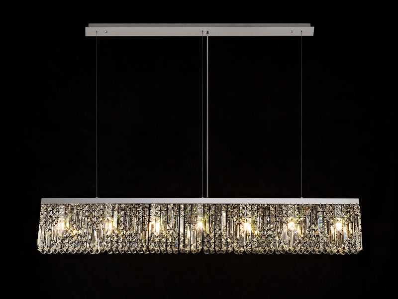 Load image into Gallery viewer, C-Lighting Vesta 138x9cm Linear Pendant Chandelier, 7 Light E14, Polished Chrome/Crystal - 29242
