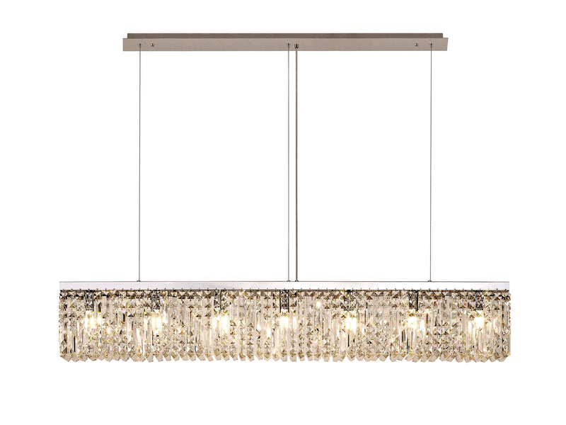 Load image into Gallery viewer, C-Lighting Vesta 138x9cm Linear Pendant Chandelier, 7 Light E14, Polished Chrome/Crystal - 29242

