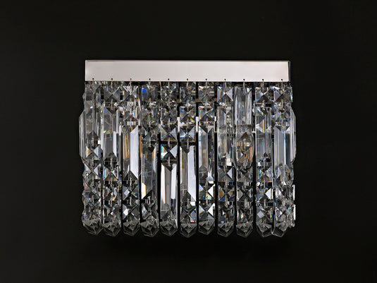 C-Lighting Vesta 29x13cm Rectangular Small Wall Lamp, 2 Light E14, Polished Chrome/Crystal - 29243