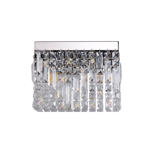 C-Lighting Vesta 29x13cm Rectangular Small Wall Lamp, 2 Light E14, Polished Chrome/Crystal - 29243