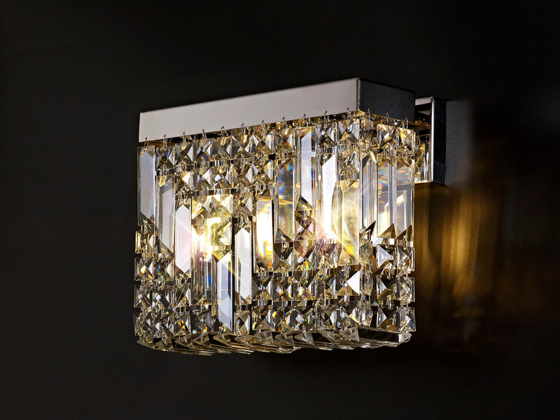 Load image into Gallery viewer, C-Lighting Vesta 29x13cm Rectangular Small Wall Lamp, 2 Light E14, Polished Chrome/Crystal - 29243
