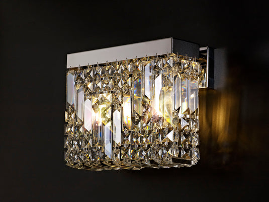 C-Lighting Vesta 29x13cm Rectangular Small Wall Lamp, 2 Light E14, Polished Chrome/Crystal - 29243