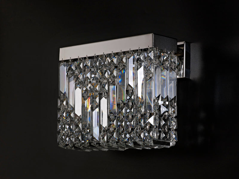 Load image into Gallery viewer, C-Lighting Vesta 29x13cm Rectangular Small Wall Lamp, 2 Light E14, Polished Chrome/Crystal - 29243
