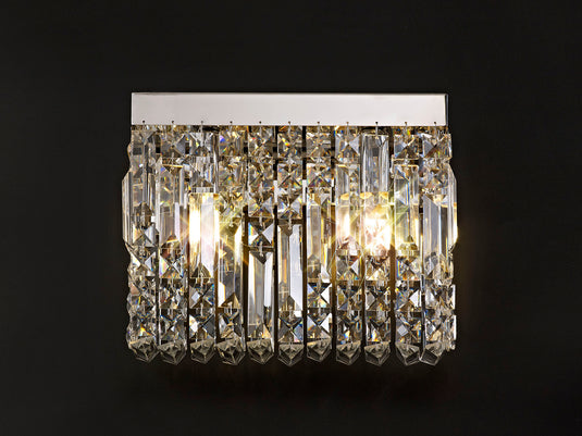 C-Lighting Vesta 29x13cm Rectangular Small Wall Lamp, 2 Light E14, Polished Chrome/Crystal - 29243