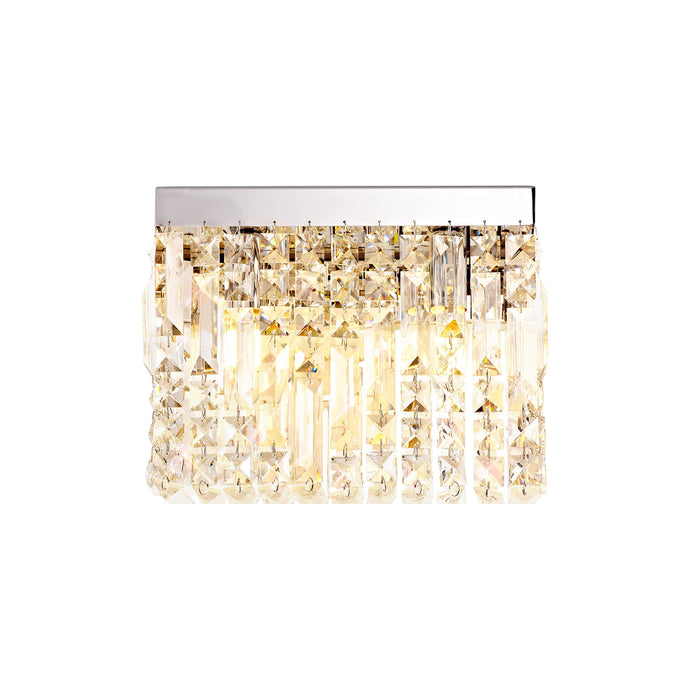 C-Lighting Vesta 29x13cm Rectangular Small Wall Lamp, 2 Light E14, Polished Chrome/Crystal - 29243