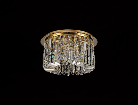 C-Lighting Vesta 45cm Round Flush Chandelier, 5 Light E14, Gold/Crystal - 29245