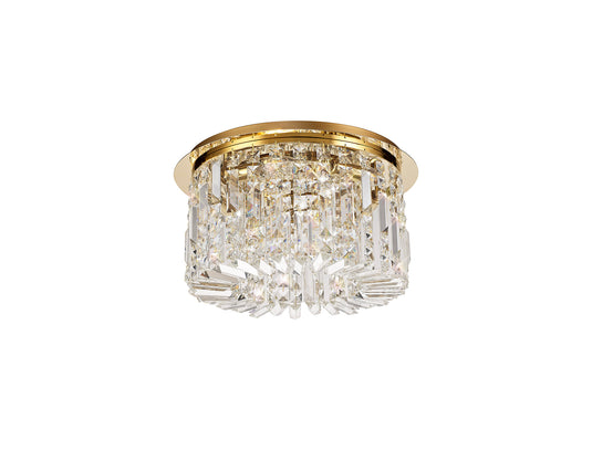 C-Lighting Vesta 45cm Round Flush Chandelier, 5 Light E14, Gold/Crystal - 29245