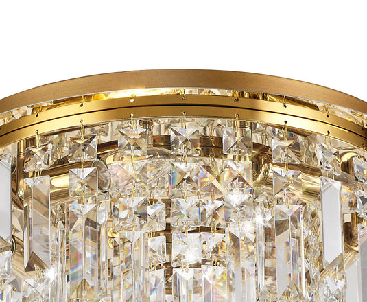 C-Lighting Vesta 45cm Round Flush Chandelier, 5 Light E14, Gold/Crystal - 29245