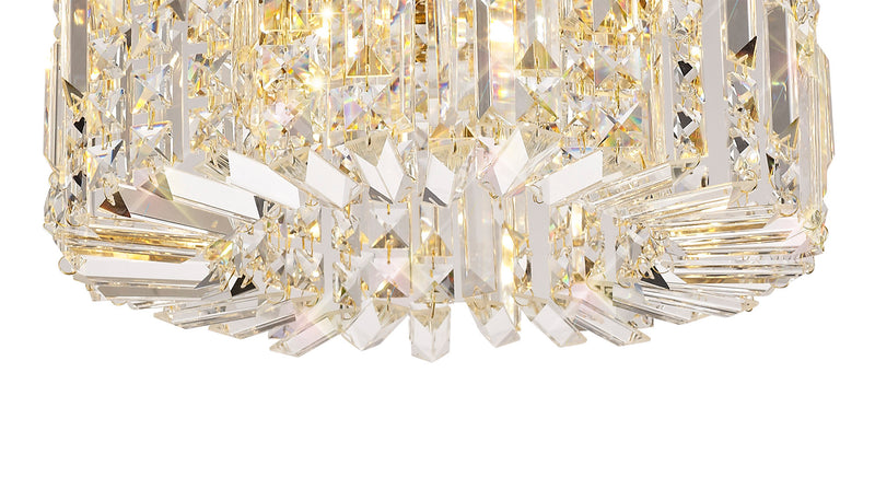 Load image into Gallery viewer, C-Lighting Vesta 45cm Round Flush Chandelier, 5 Light E14, Gold/Crystal - 29245
