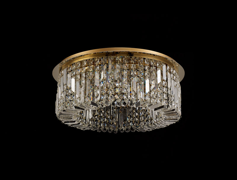 Load image into Gallery viewer, C-Lighting Vesta 65cm Round Flush Chandelier, 8 Light E14, Gold/Crystal - 29246
