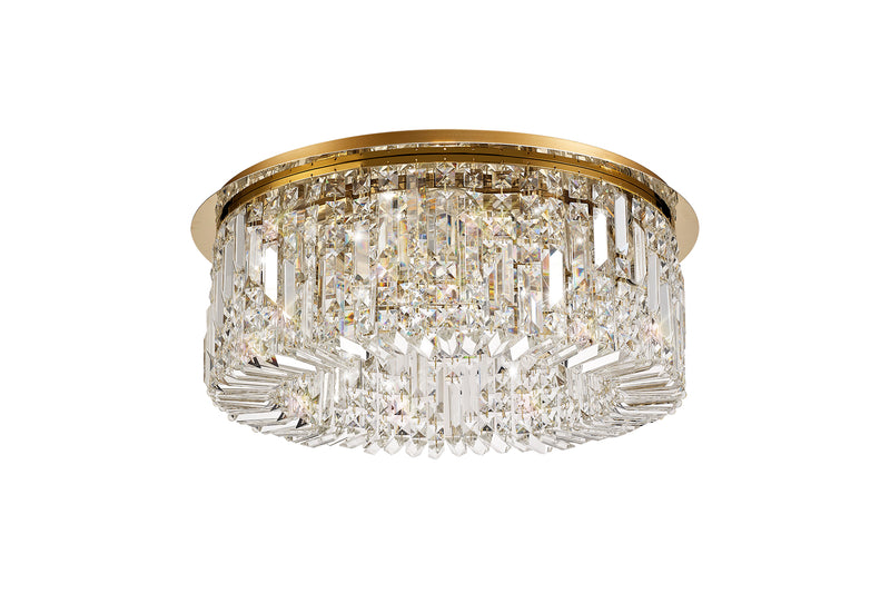 Load image into Gallery viewer, C-Lighting Vesta 65cm Round Flush Chandelier, 8 Light E14, Gold/Crystal - 29246
