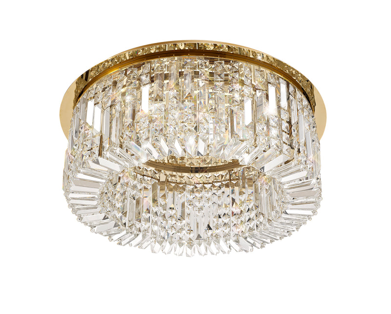 Load image into Gallery viewer, C-Lighting Vesta 65cm Round Flush Chandelier, 8 Light E14, Gold/Crystal - 29246
