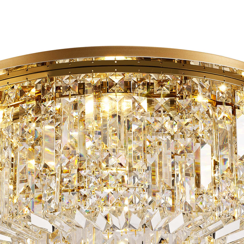 Load image into Gallery viewer, C-Lighting Vesta 65cm Round Flush Chandelier, 8 Light E14, Gold/Crystal - 29246
