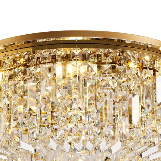 C-Lighting Vesta 65cm Round Flush Chandelier, 8 Light E14, Gold/Crystal - 29246