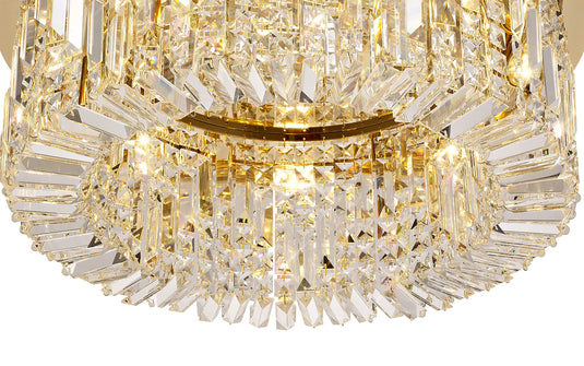 C-Lighting Vesta 65cm Round Flush Chandelier, 8 Light E14, Gold/Crystal - 29246