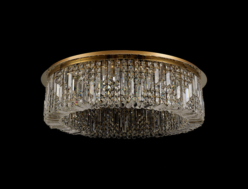 Load image into Gallery viewer, C-Lighting Vesta 85cm Round Flush Chandelier, 12 Light E14, Gold/Crystal Item Weight: 21kg - 29247

