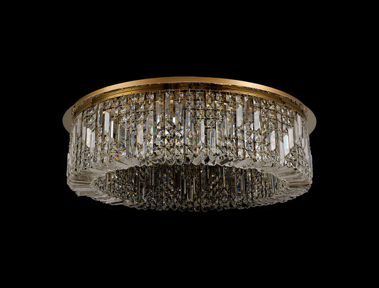 C-Lighting Vesta 85cm Round Flush Chandelier, 12 Light E14, Gold/Crystal Item Weight: 21kg - 29247